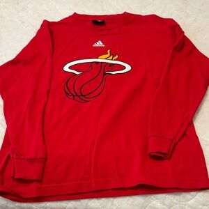 Adidas Kids Red Long Sleeve Tee with Graphic